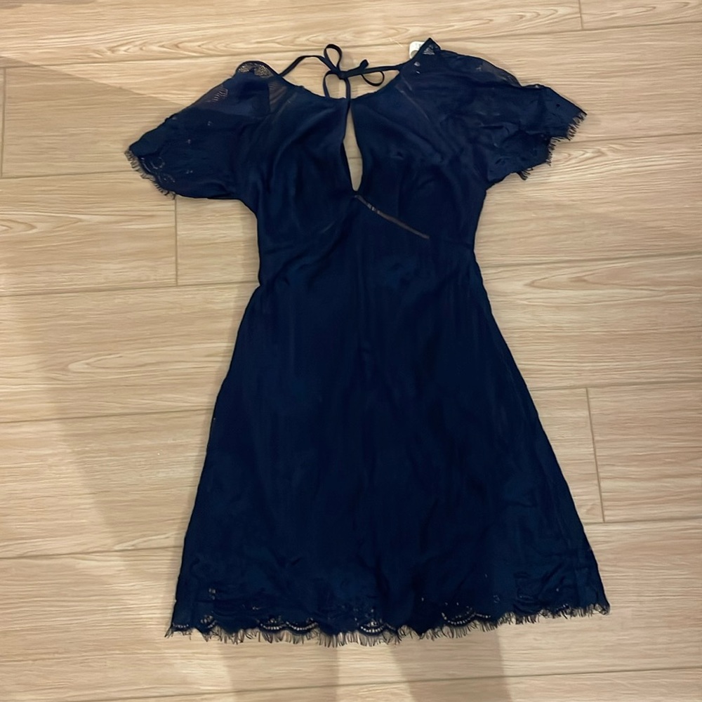 Navy blue lace dress. ASTR the label